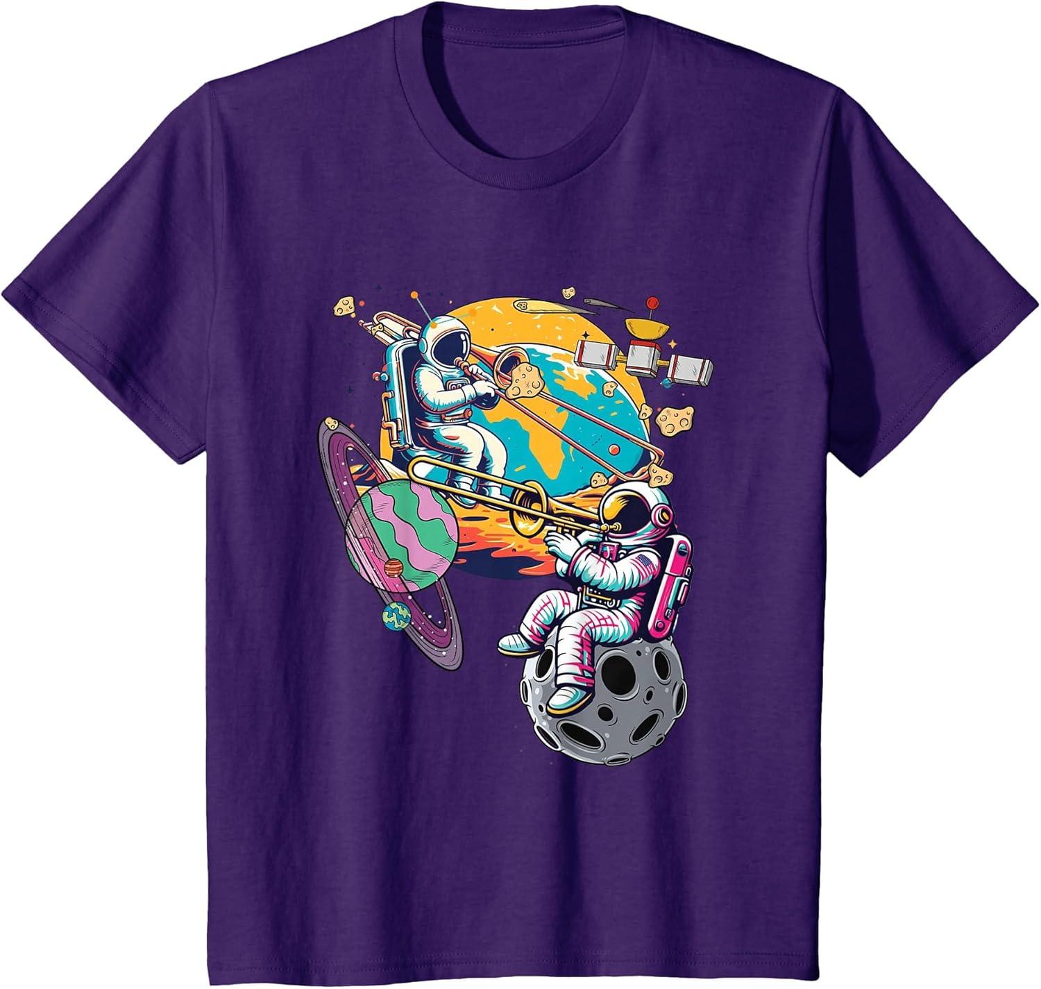 Astronaut On Planet Playing Trombone Trombonist Musician