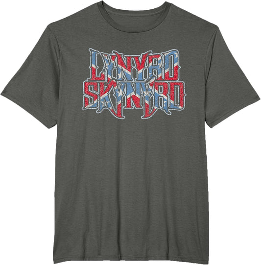 Lynyrd Skynyrd Vintage Logo Rock Biker US Flag Southern