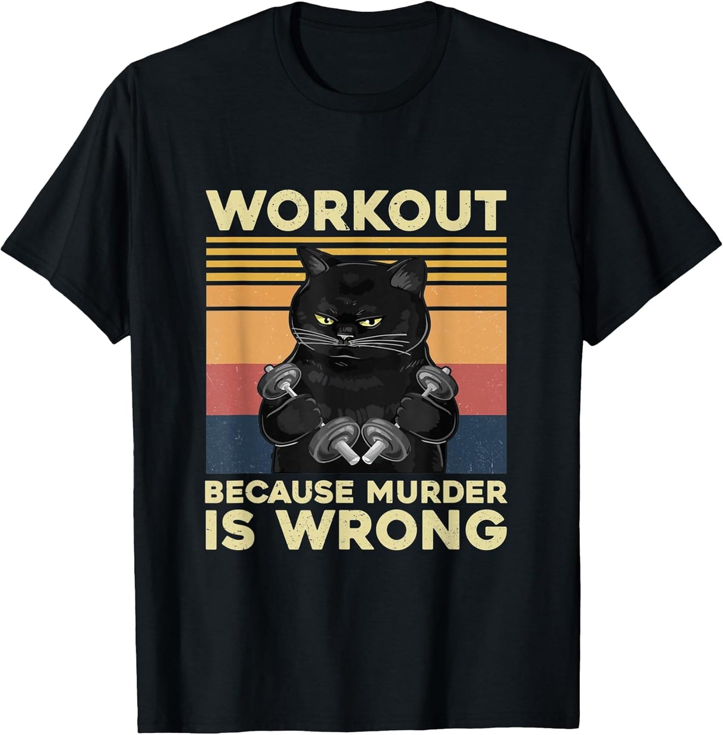 Vintage Workout Because Murder is Wrong Cat Funny Gym