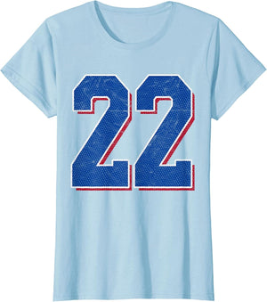 Number 22 Numbered Uniform Sports Team Jersey 22nd Birthday