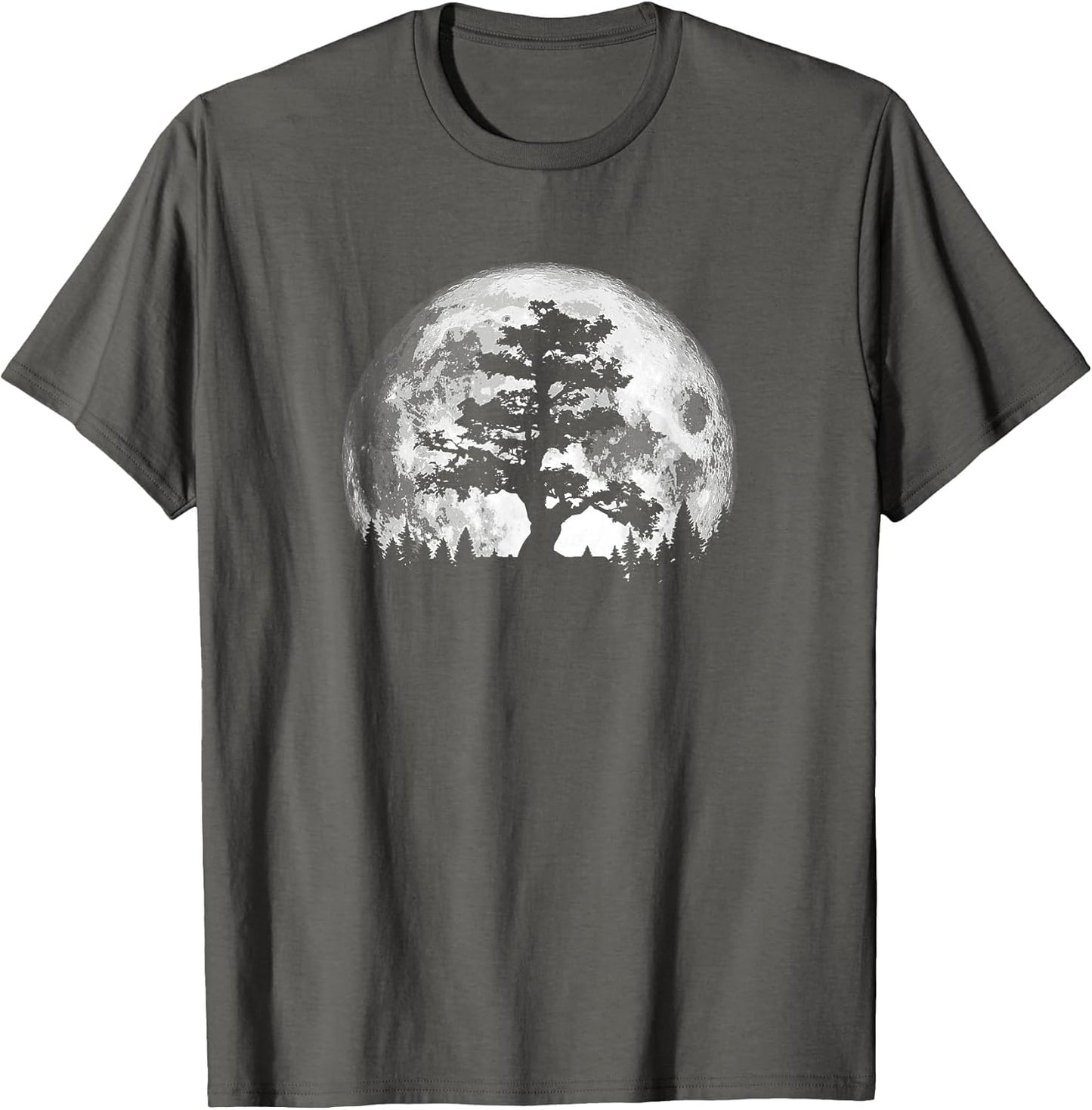 Retro Full Moon and Minimalist Pine Tree Vintage Graphic