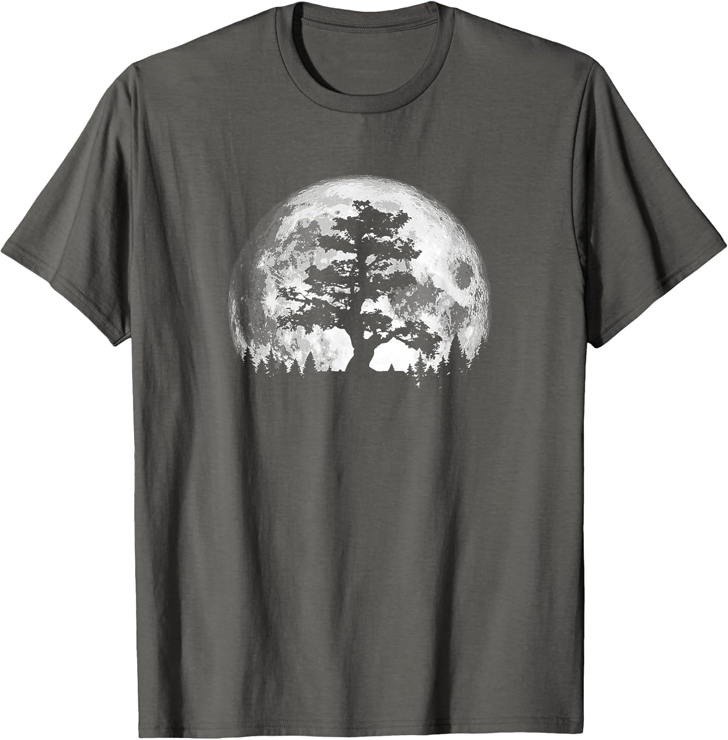 Retro Full Moon and Minimalist Pine Tree Vintage Graphic