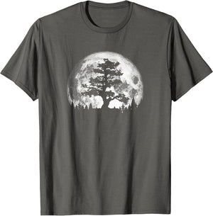 Retro Full Moon and Minimalist Pine Tree Vintage Graphic