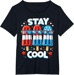 Stay Cool 4th July Boys Popsicle USA Flag American