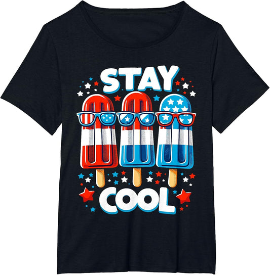 Stay Cool 4th July Boys Popsicle USA Flag American