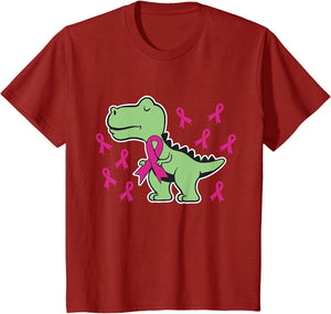 Pink Ribbon T-Rex Kids Breast Cancer Awareness Boys Toddler