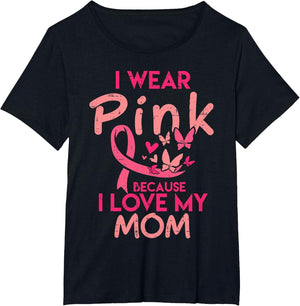 I Wear Pink I Love My Mom Kids Breast Cancer Awareness Boys