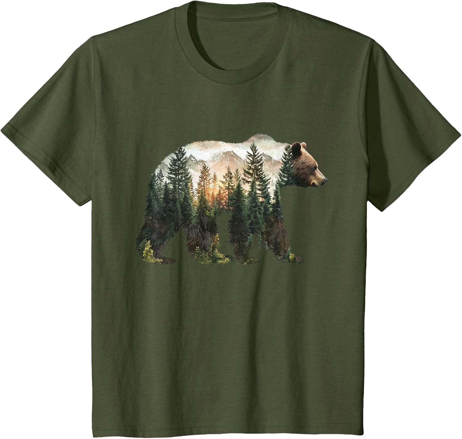 Bear Forest Mountains Trees Nature Sunset Outdoor Graphic