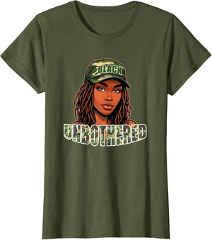 Unbothered Camo Hat Black Woman with Locs