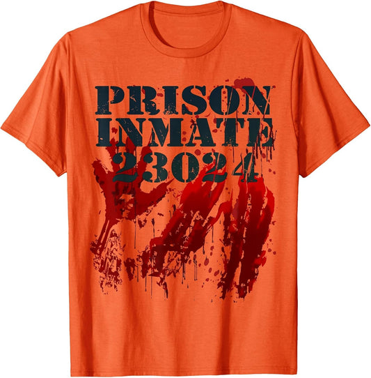 Prison Inmate Shirt Zombie Bloody Blood Splatter Halloween