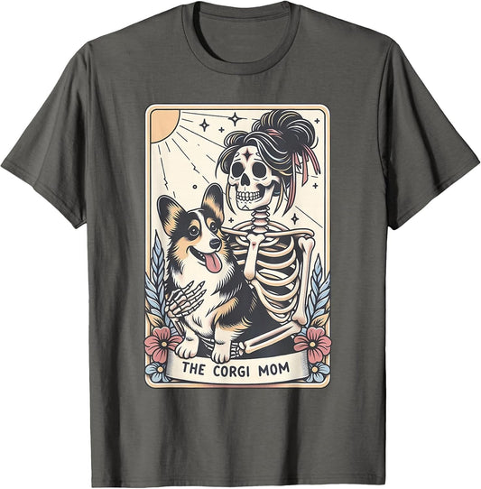 Vintage The Corgi Mom Tarot Card Skeleton Spooky Halloween