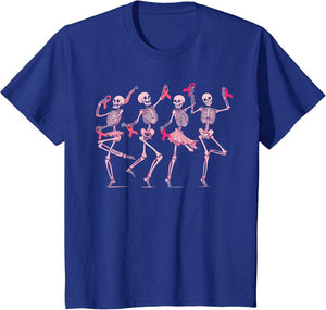 Skeleton Dancing Pink Ribbon Breast Cancer Awareness Support