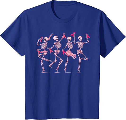 Skeleton Dancing Pink Ribbon Breast Cancer Awareness Support
