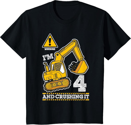 Construction Truck 4th Birthday 4 Years Old Digger Builder