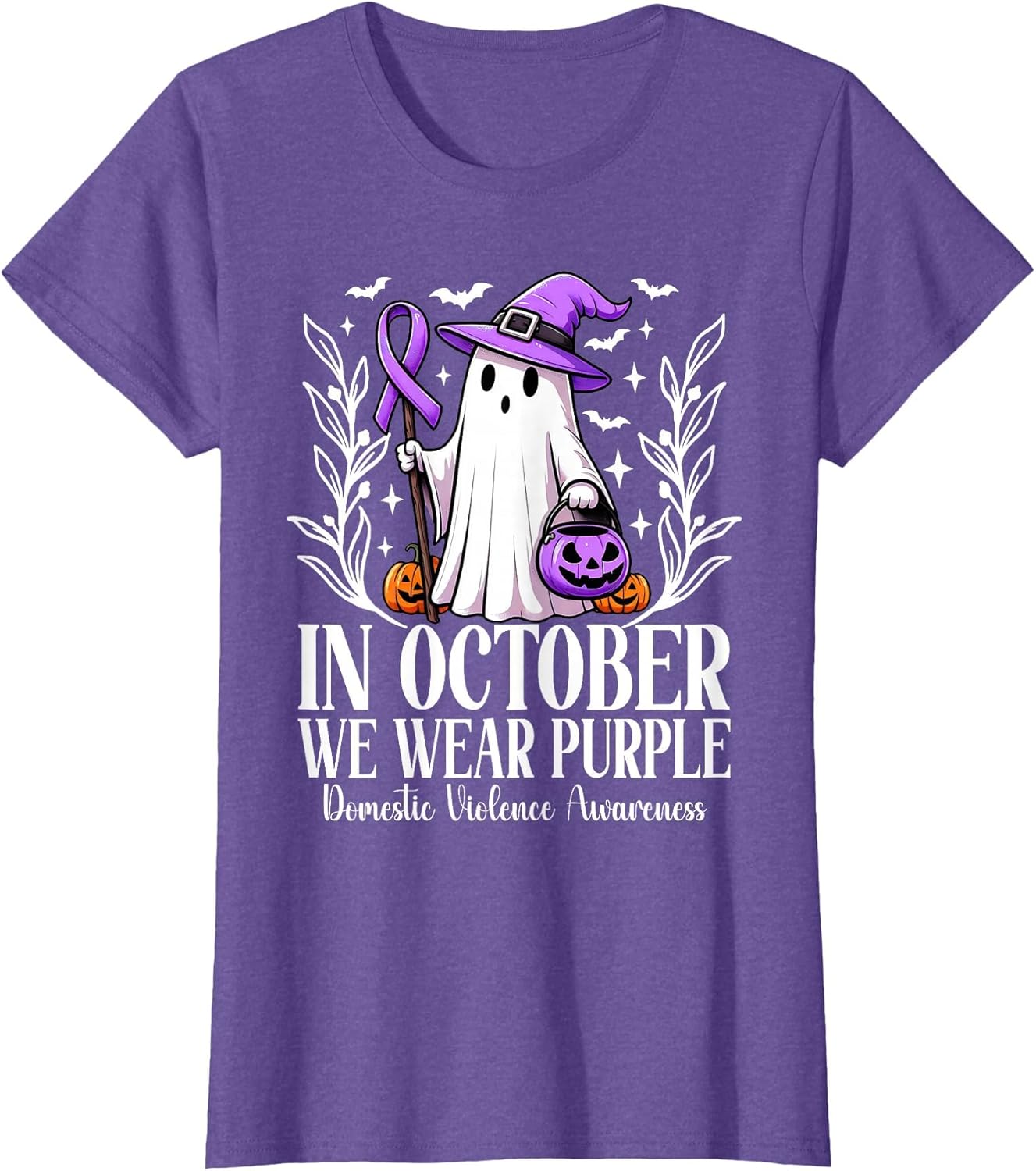in October We Wear Purple Domestic Violence Ghost Halloween