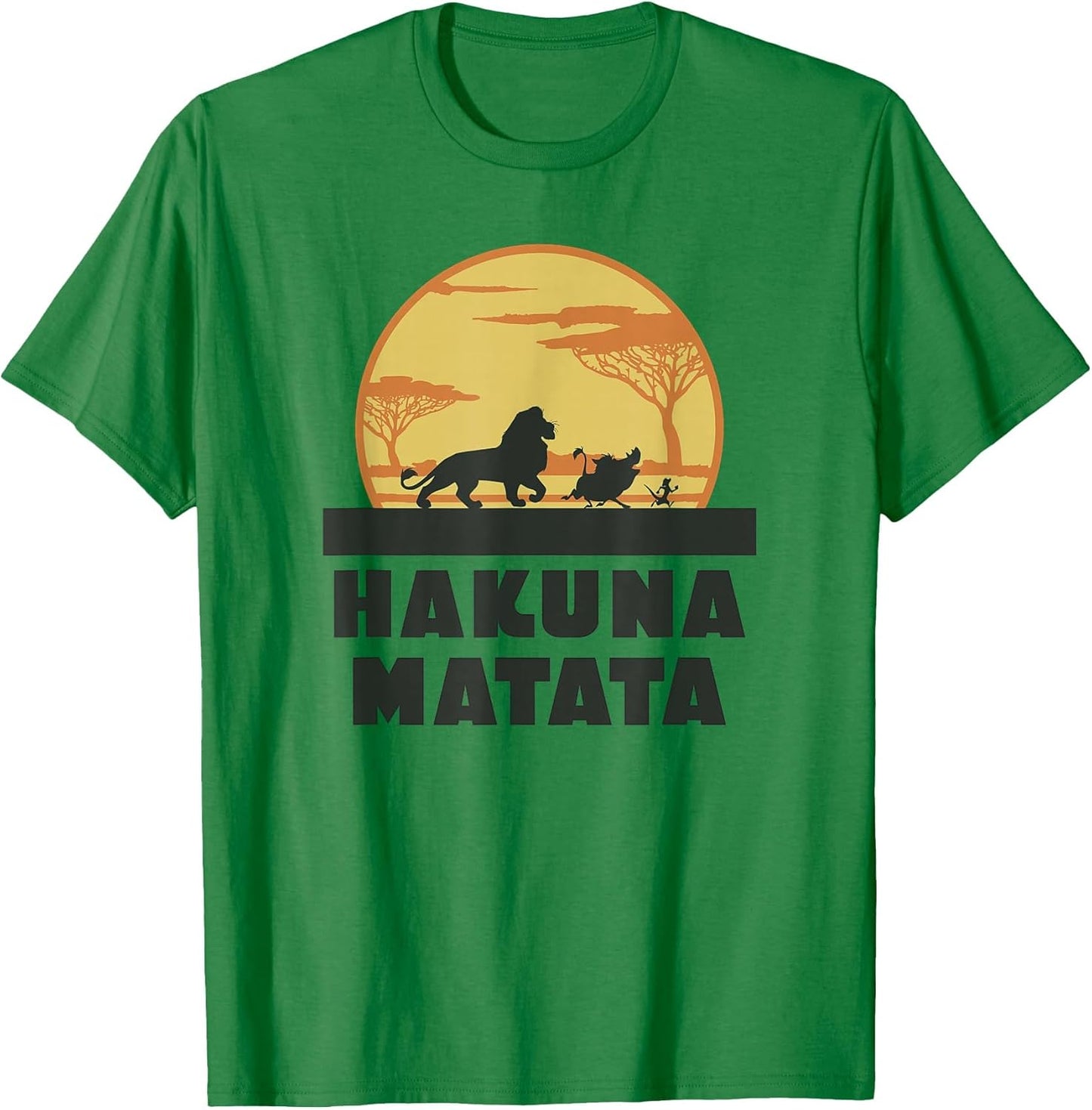 Disney The Lion King Hakuna Matata Crew Sideview Silhouettes , Men, Kelly Green, Medium