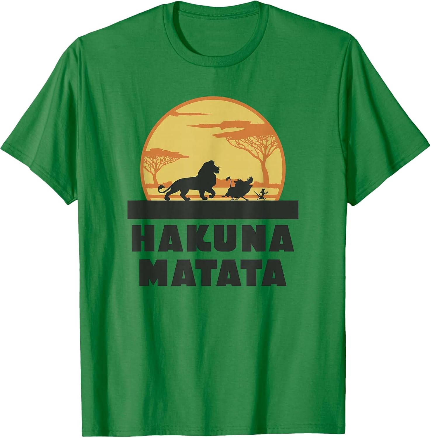 Disney The Lion King Hakuna Matata Crew Sideview Silhouettes , Men, Kelly Green, Medium
