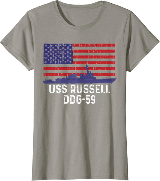 American Flag USS Russell DDG-59 Destroyer