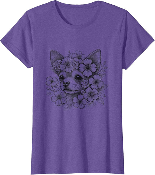 Floral Dog Chihuahua Flower Design for Girls and Women