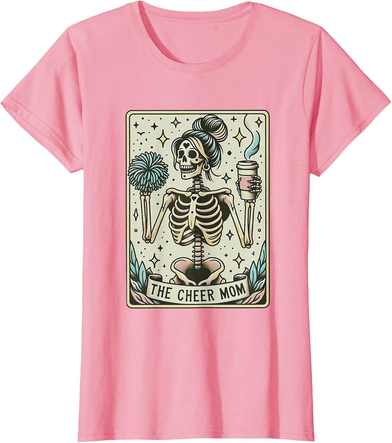 Skeleton Cheer Mom Tarot Card Vintage Funny Cheerleading