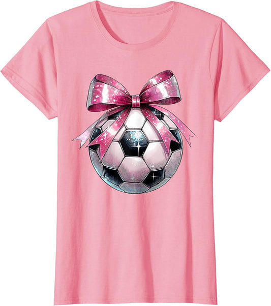 Coquette Bow Soccer Disco Ball Mothers Day Pink Ribbon Mom