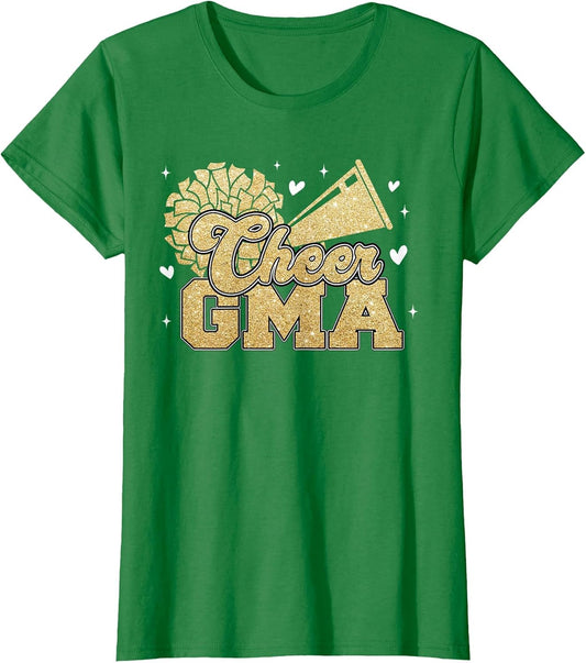 Cheer Gma Biggest Fan Cheerleader Black Yellow Gold Pom Pom