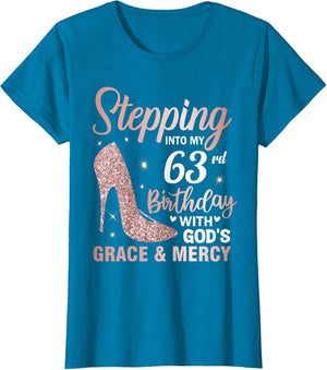 Stepping Into My 63rd Birthday Shirt Women 63 Year Old Bday