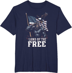 Patriotic Bigfoot and Eagle American Flag Land of The Free