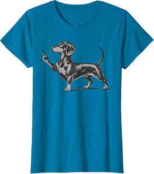 Funny Rude Black Dachshund Dog Meme Middle Finger Wiener Dog