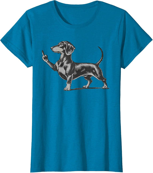 Funny Rude Black Dachshund Dog Meme Middle Finger Wiener Dog