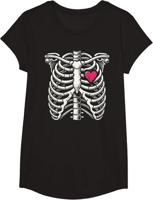 Heart Rib Cage X-Ray Adult Kids Funny Halloween Skeleton