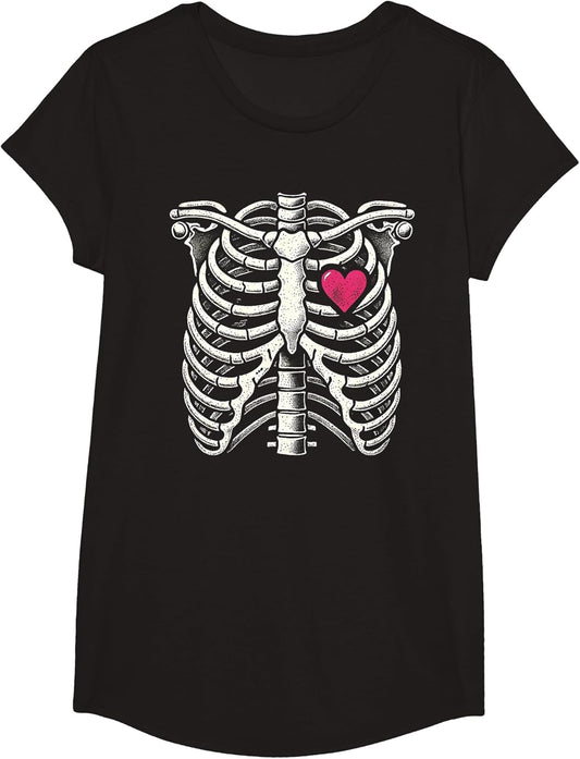 Heart Rib Cage X-Ray Adult Kids Funny Halloween Skeleton