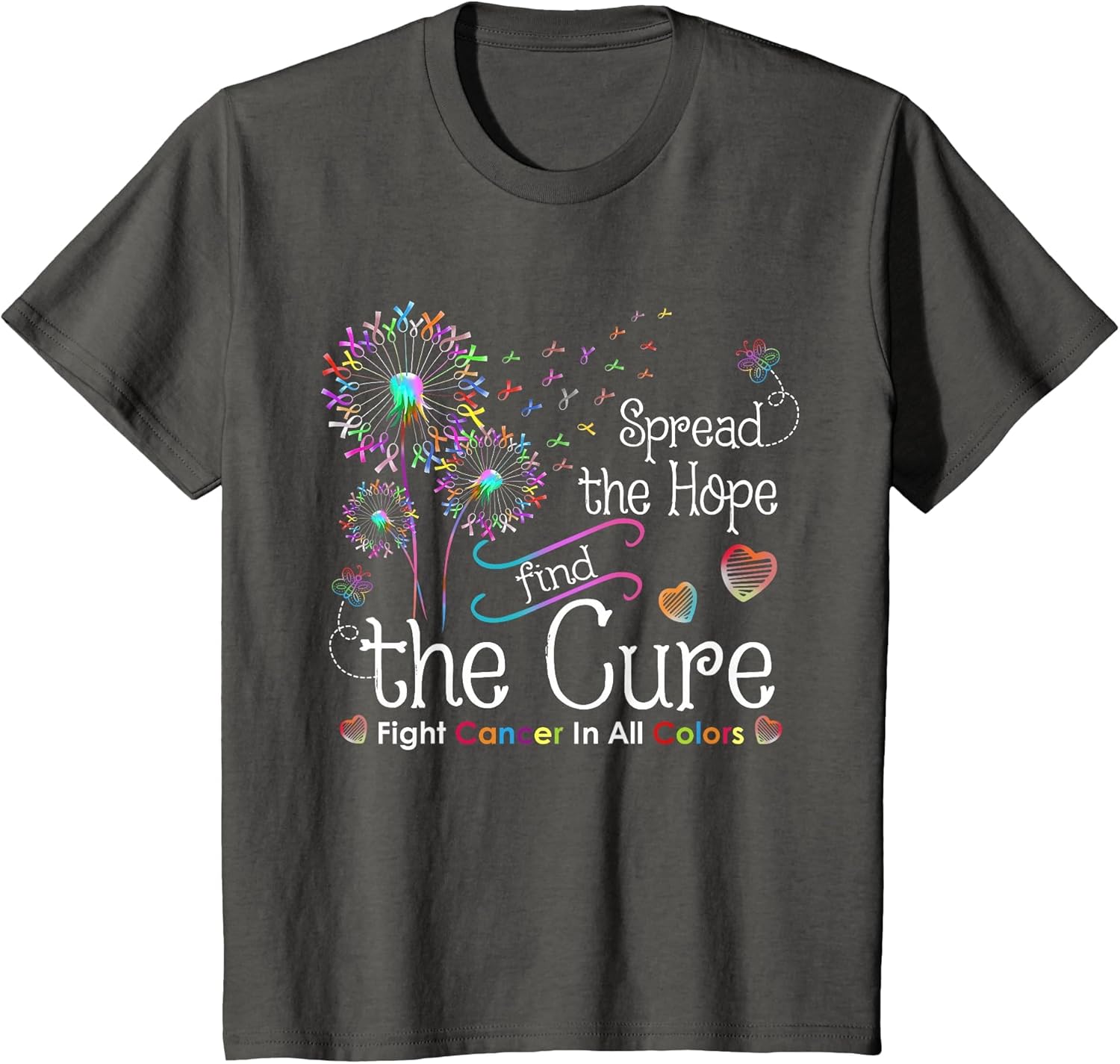 Fight Cancer in All and Everyday Colors Ribbons Flower Heart