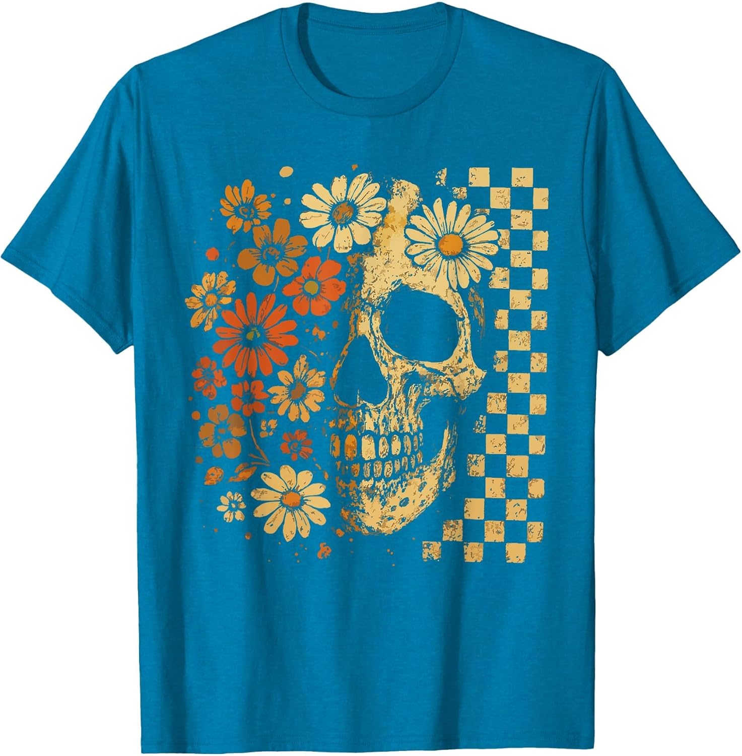 Floral Skull Grunge Retro Aesthetic Design