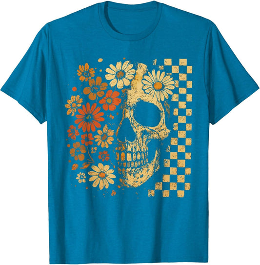 Floral Skull Grunge Retro Aesthetic Design