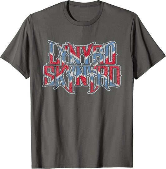 Lynyrd Skynyrd Vintage Logo Rock Biker US Flag Southern