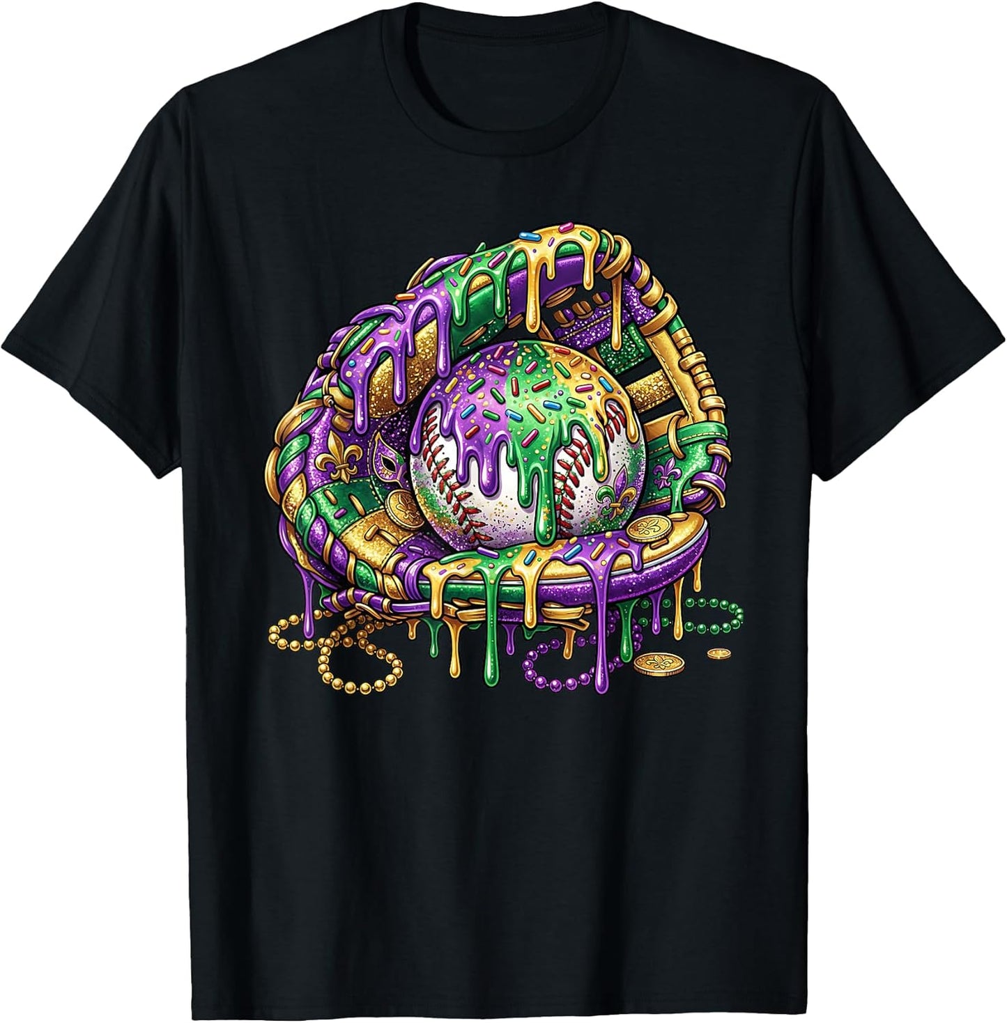 Baseball Glove Ice Cream Mardi Gras Dripping Boys Youth Kids