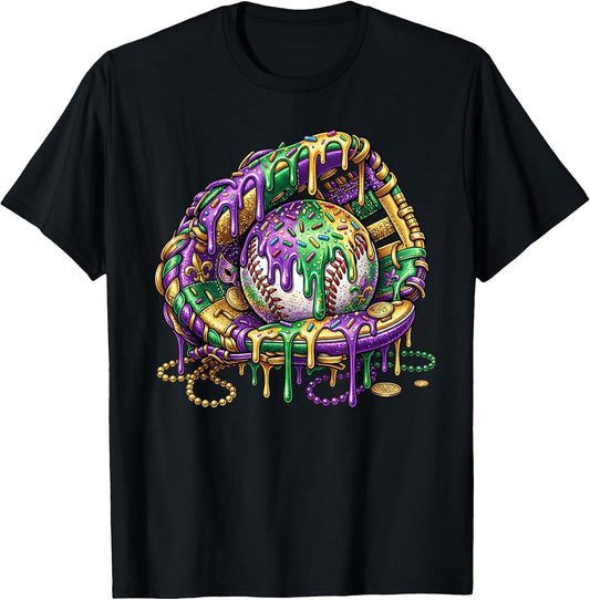 Baseball Glove Ice Cream Mardi Gras Dripping Boys Youth Kids
