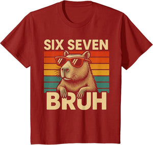 Six Seven Bruh Capybara Retro Vintage Funny 67 Meme Kids