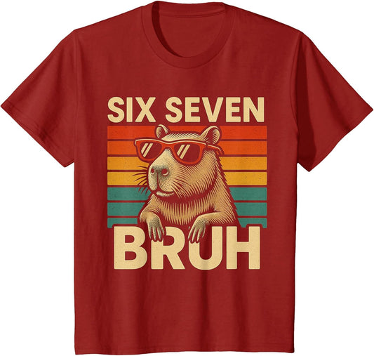 Six Seven Bruh Capybara Retro Vintage Funny 67 Meme Kids