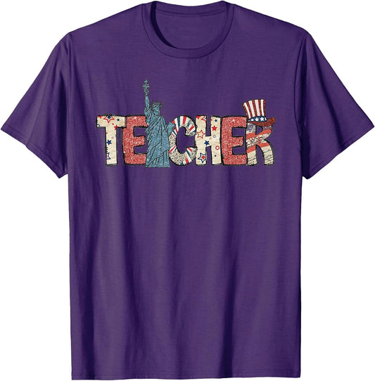 Teacher Life American Flag 4th of July USA Teacher Patriotic
