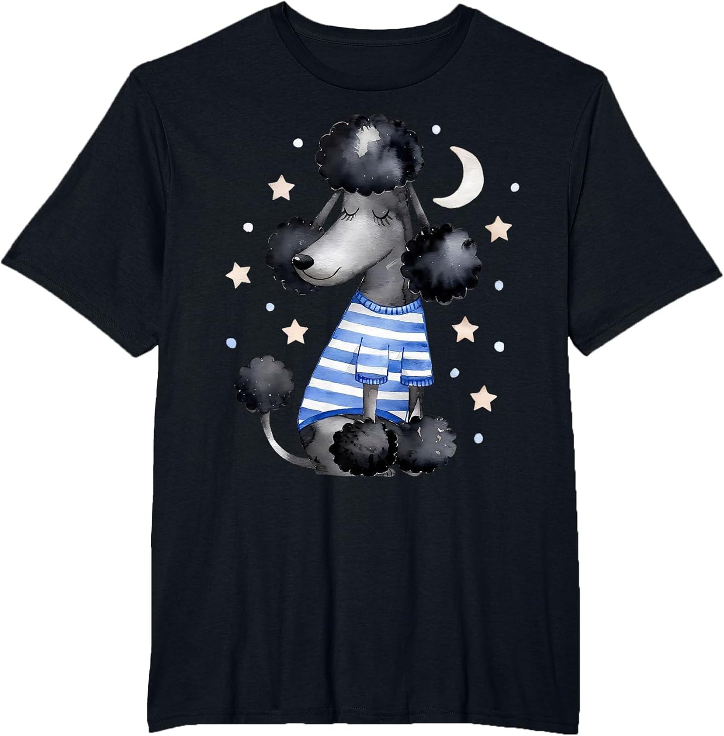 Sleepy Black Poodle Stars and Moon Dog Lover Sleeping Pajama