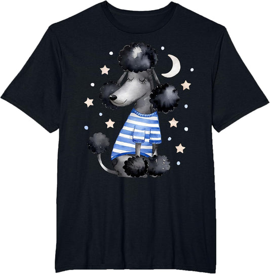 Sleepy Black Poodle Stars and Moon Dog Lover Sleeping Pajama
