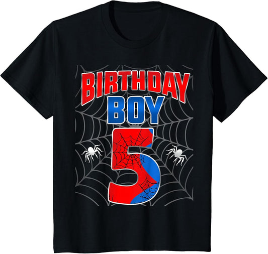 Kids Spider Web Five 5 Years Old It's My 5th Birthday Boy