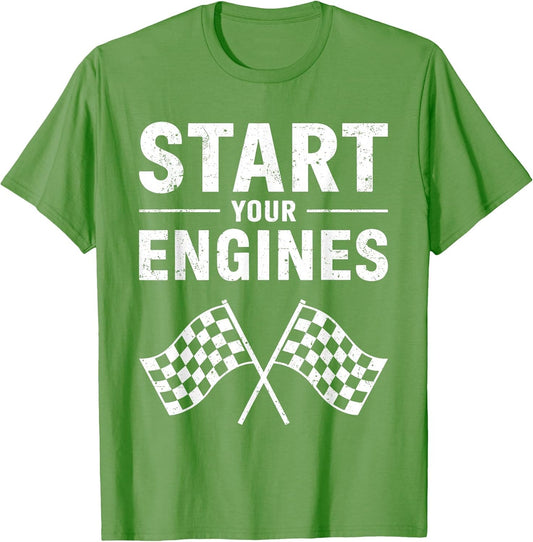 Start Your Engines Shirt Checkered Flag Men Women Racing Day