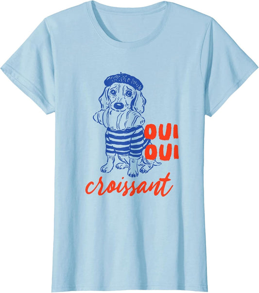 Oui Oui Croissant Dog in Beret Funny French Food Lover Fun