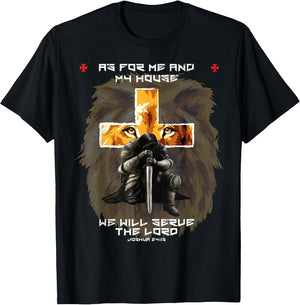 As for Me and My House We Will Serve Christian Lion Graphic
