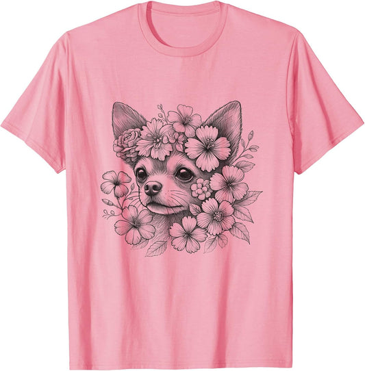 Floral Dog Chihuahua Flower Design for Girls and Women