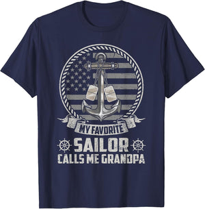 My Favorite Sailor Calls Me Grandpa Flag US Veteran Military