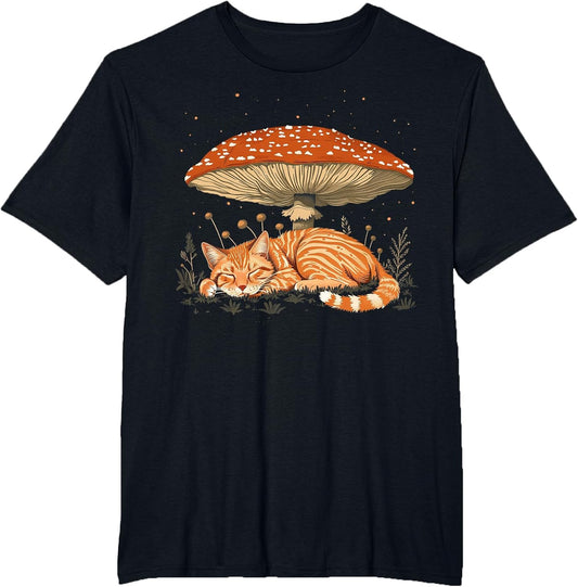 Cute Orange Cat Tabby Cat Cottagecore Aesthetic Mushroom